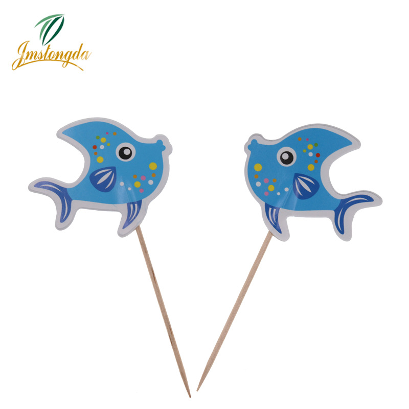 Creative Fish-Shaped Toothpick Flag Party Bar Restaurant and Home Use Decorative Food Ice Cream Fruit Plate, Etc.