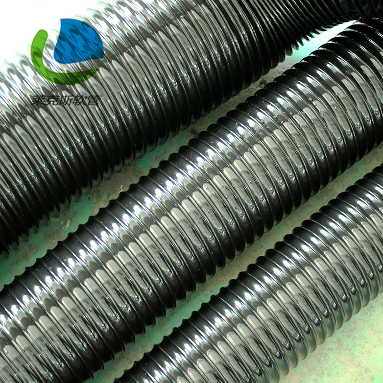 加工定制黑色pvc钢丝伸缩管 钢丝软管 伸缩管 木工机械通风吸尘管