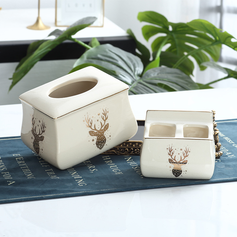 Fashion Living Room Desktop Household Paper Box Ceramic Tissue Box Multi-Purpose Storage Box Household Napkin Paper Box