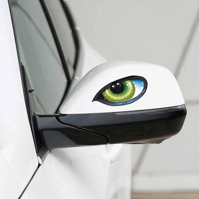 跨境专供3d仿真眼睛贴纸反光立体猫眼车贴绿色偷看车身后视镜贴