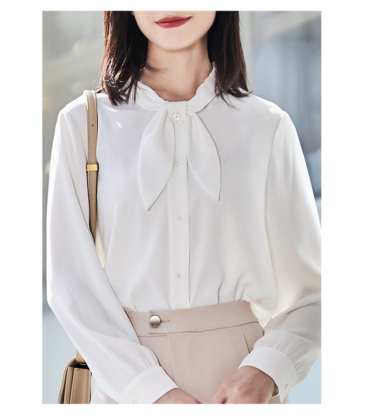 娅丽达女装雪纺衬衫女2020春季新款纯色蝴蝶结内搭打底衫女士小衫