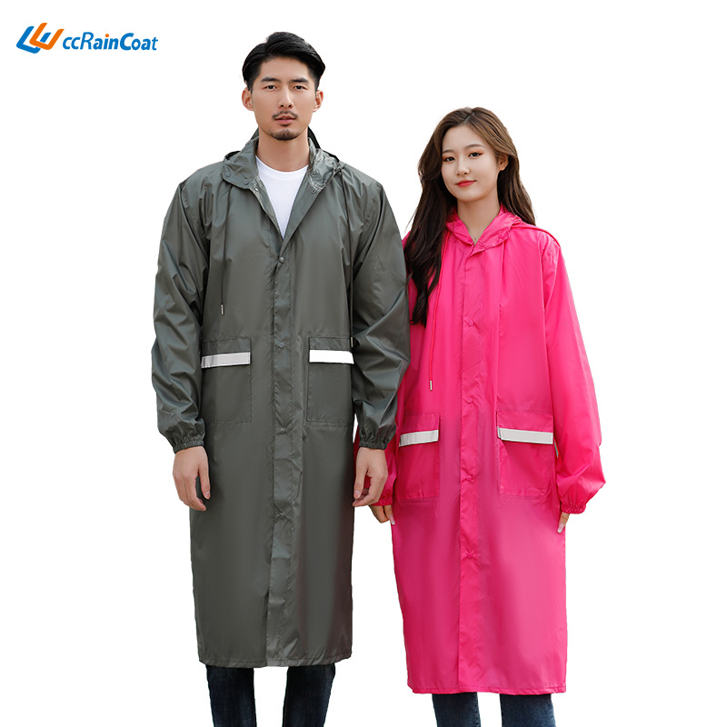 Outdoor Raincoat Polyester Reflective Riding Men's and Women's Adult Electric Car Windproof Poncho Travel Brim Bicycle Rain Gear