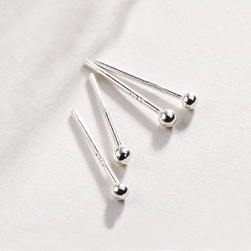 s925纯银韩版简约时尚女生光面耳环创意豆豆圆珠耳钉耳针4mm款