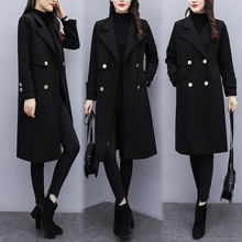 实拍深秋冬季新款韩版大衣女中长款毛呢子外套修身反季流行