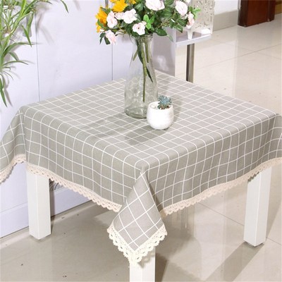 差几垫布仿茶几桌布布艺防水餐桌布椅套椅垫格子田园小清新正方形