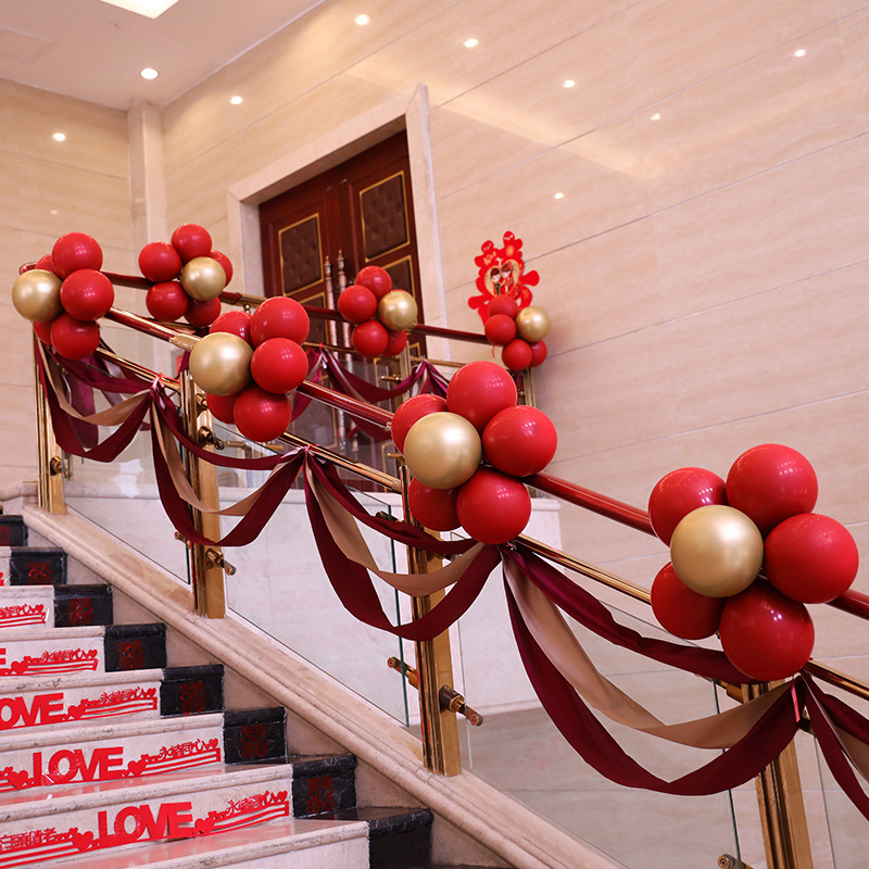 New Wedding Stair Handrail Voile Decoration Wedding Supplies Latte Art Wedding Room Layout Balloon Set Romantic and Creative