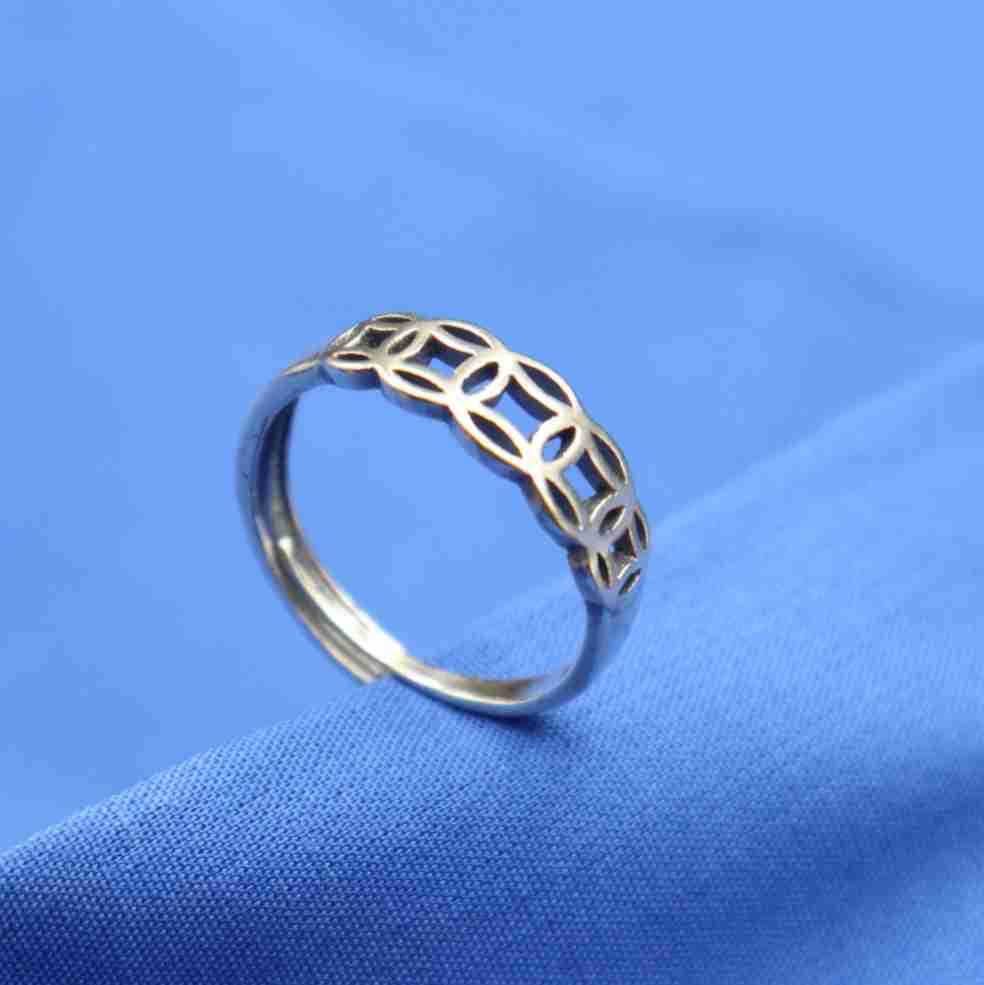 s925古币铜钱戒指纯银首饰品钱币戒指中国风开口贯钱指环食指戒