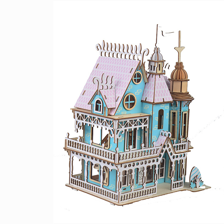 馨联厂家批发跨境专供梦幻别墅diy拼装建筑模型房子益智玩具拼图