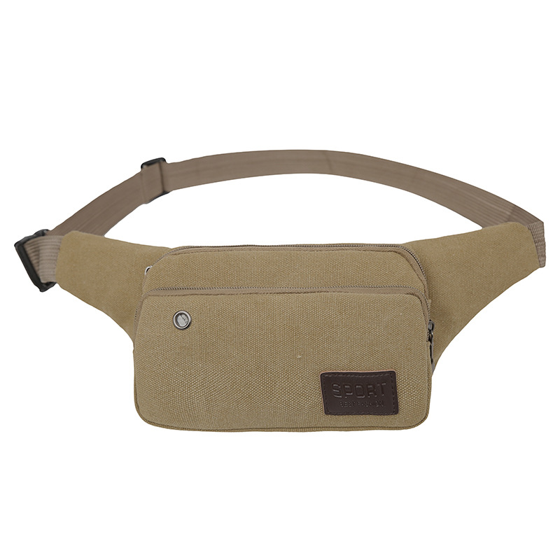 帆布腰包男时尚健身腰包 耐磨运动跑步手机包 户外休闲登山小腰包
