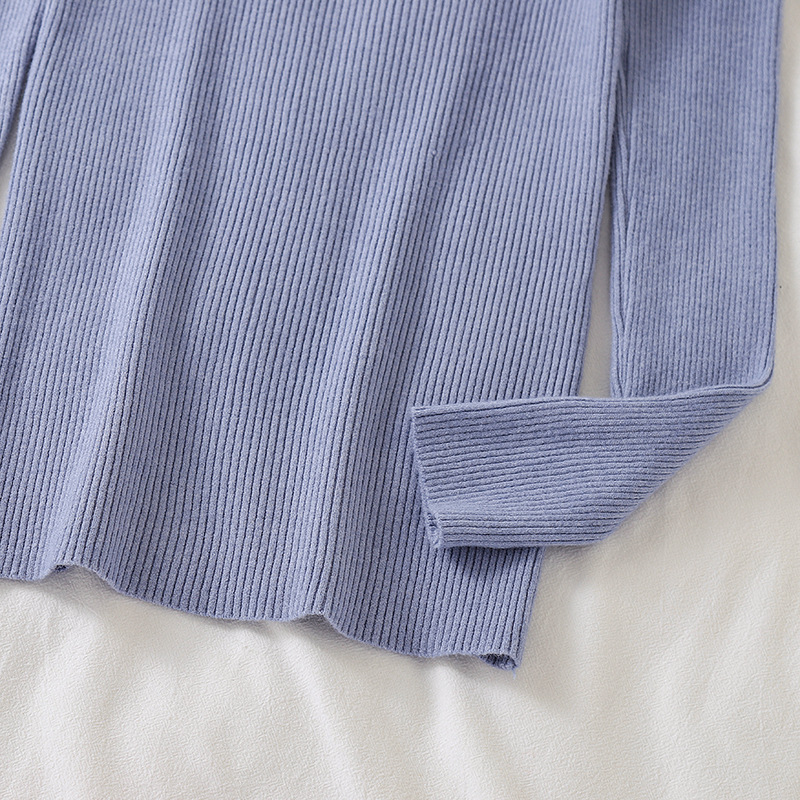 实拍实价 新品中领简约包芯纱针织毛衣秋季针织衫上衣女现货供应