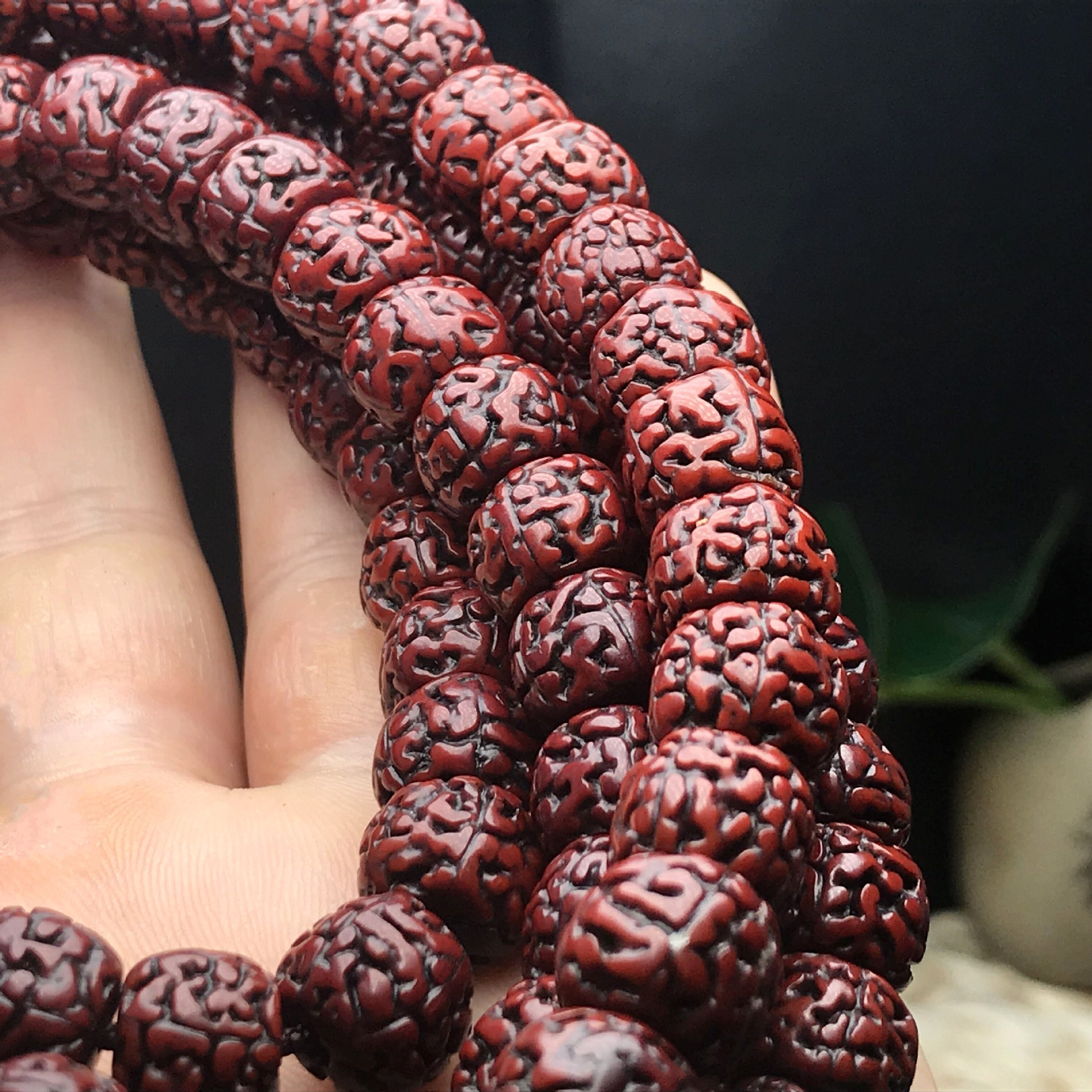 复古做旧五5瓣玄武纹小金刚菩提子 108颗藏式金刚菩提手链