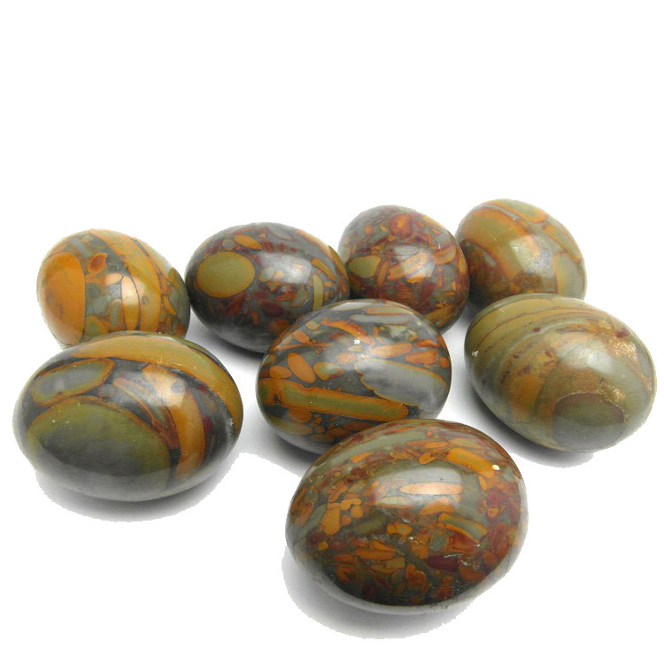 天然女娲石鸡蛋手球七彩石玉石手把件把玩件圆球健身球批发货源