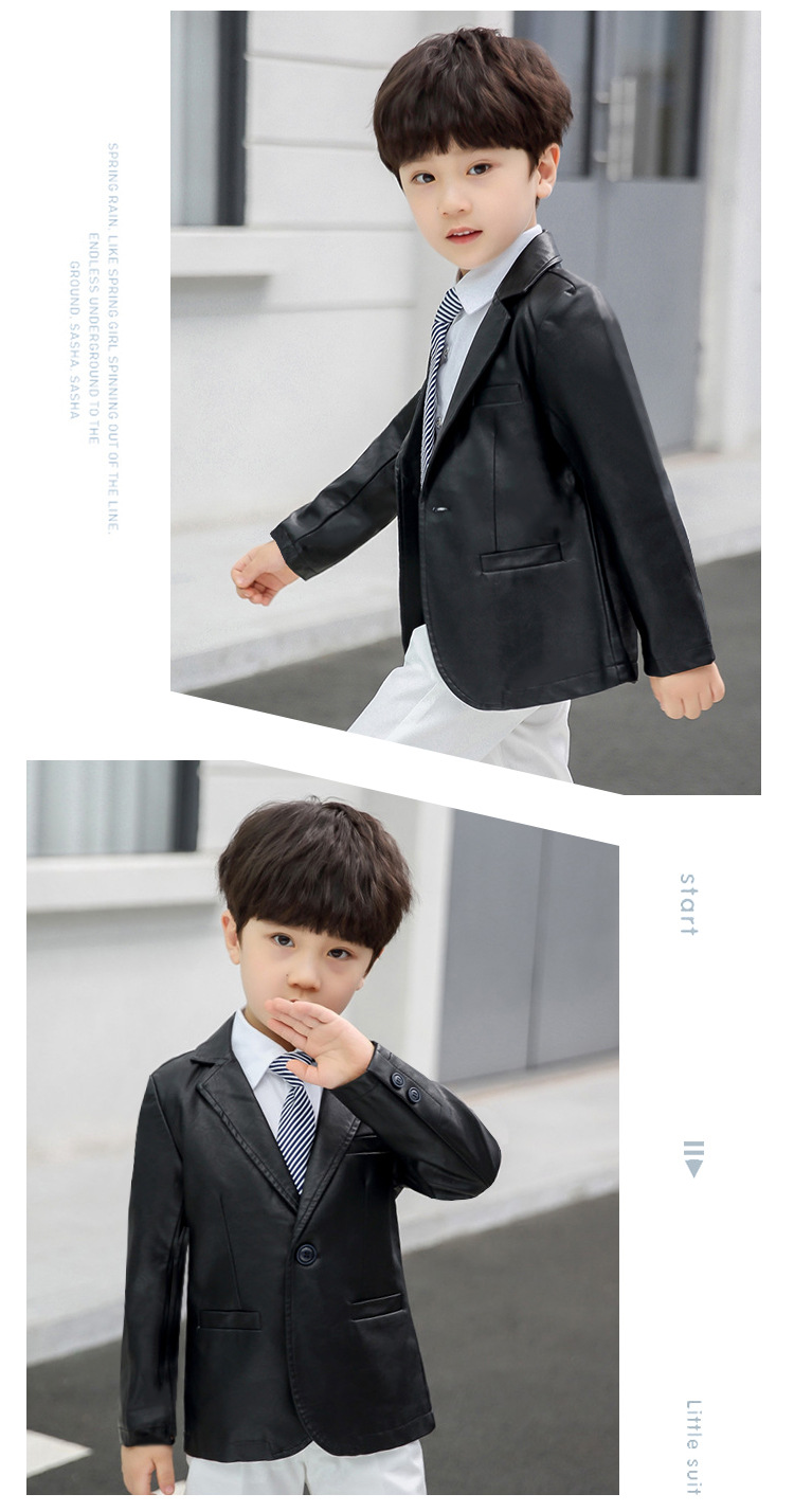 秋季童装工厂批发男童皮衣pu儿童西装外套一待代发童皮衣帅气韩版