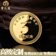 企业开业上市年度表彰纯金银纪念币礼品定制 纯金纪念章创意定做