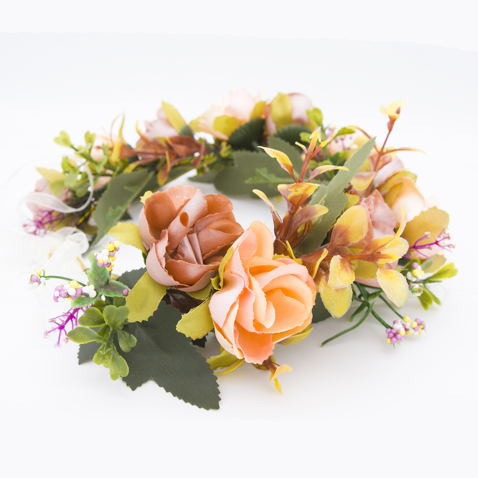 跨境专供仿真布艺玫瑰花环 新娘头饰沙滩写真度假发带发箍