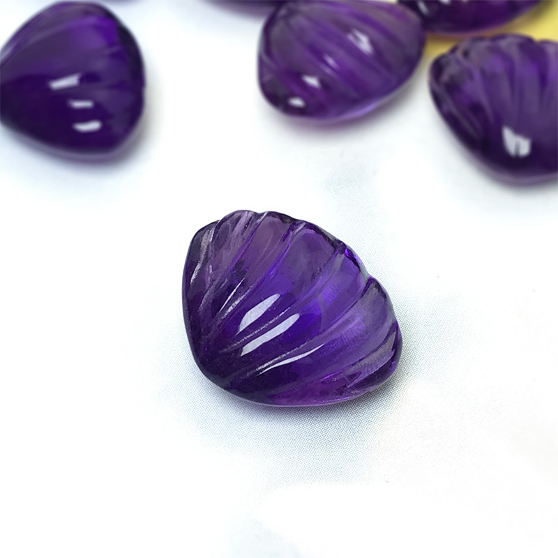 星雨 天然乌拉圭紫水晶贝壳扇贝小挂坠 手链配饰diy饰品配件批发