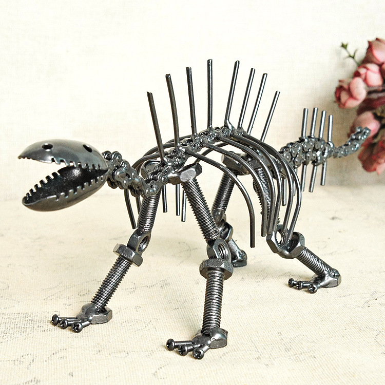 耀莎创意纯手工制作金属恐龙模型摆件工艺品 家居装饰品孩子礼物