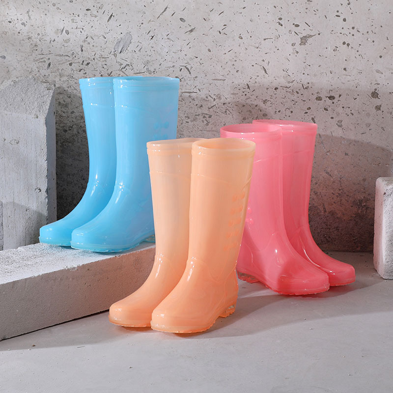 PVC High Rain Boots with Velvet Cotton Cover