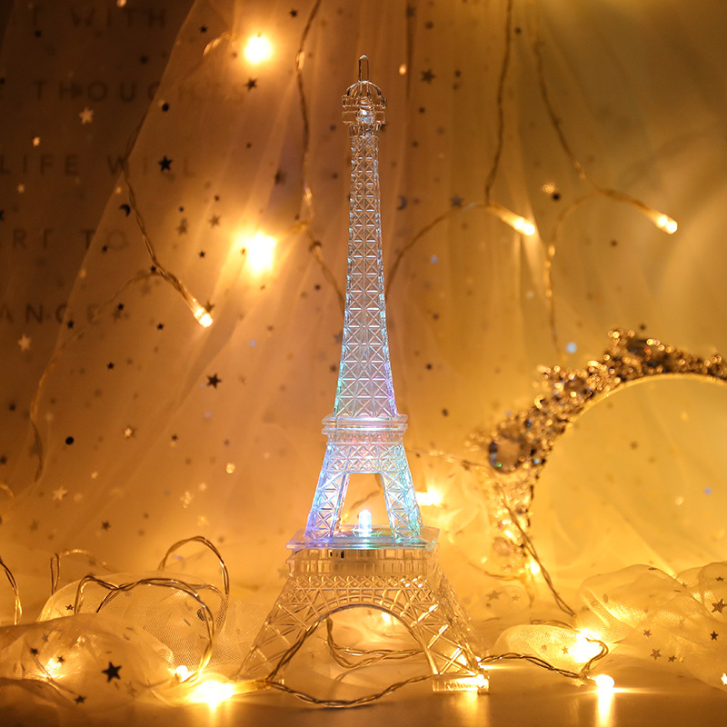 Valentine's Day Romantic Luminous Eiffel Tower Seven-Color Night Light Paris Tower Led Light Creative Gift