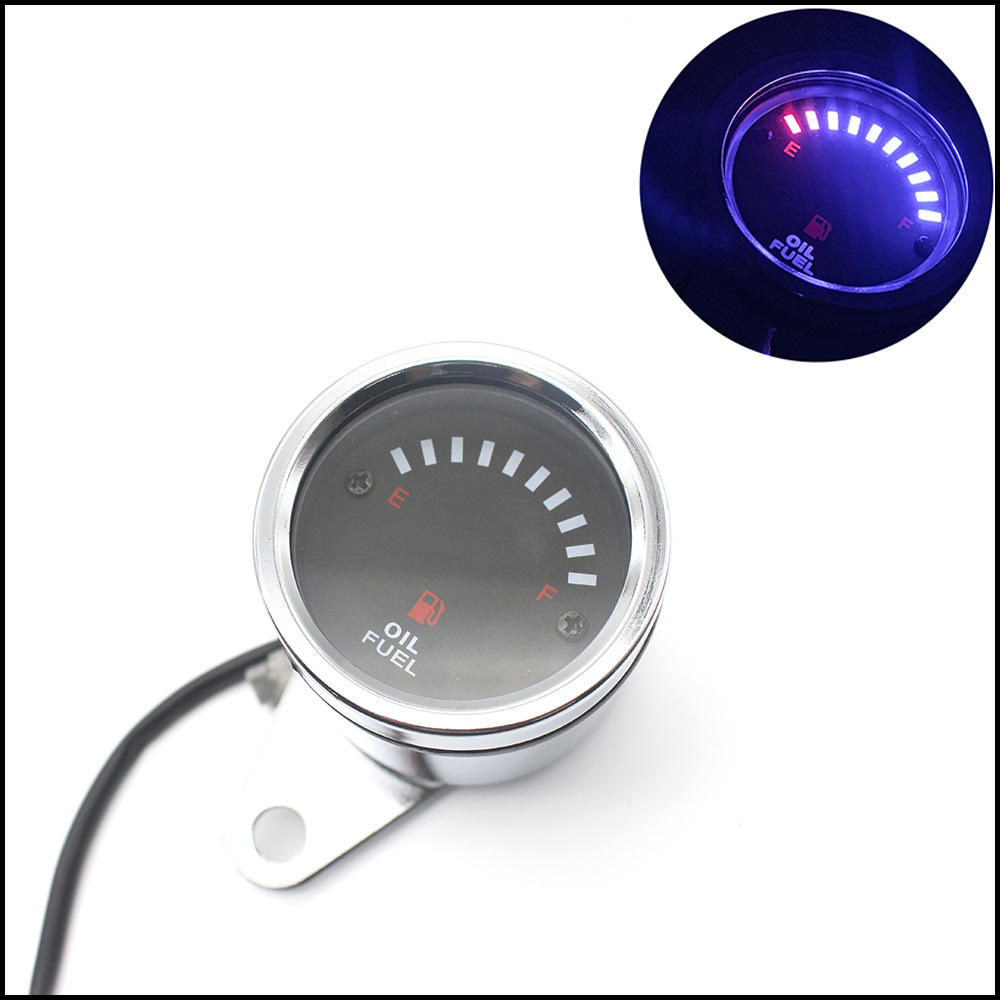 摩托车油表改装复古cg天骏gn游侠gs通用油量表led灯光电子油表