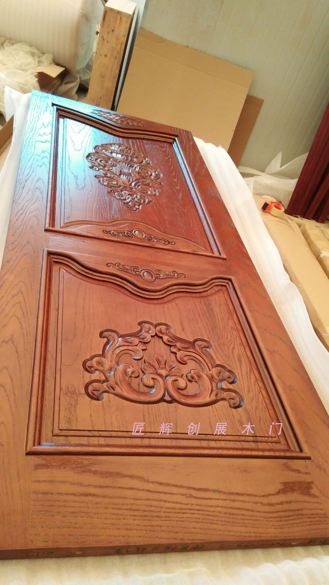 美国红橡纯实木室内欧式雕花卧室门 天然原木别墅房间门定制