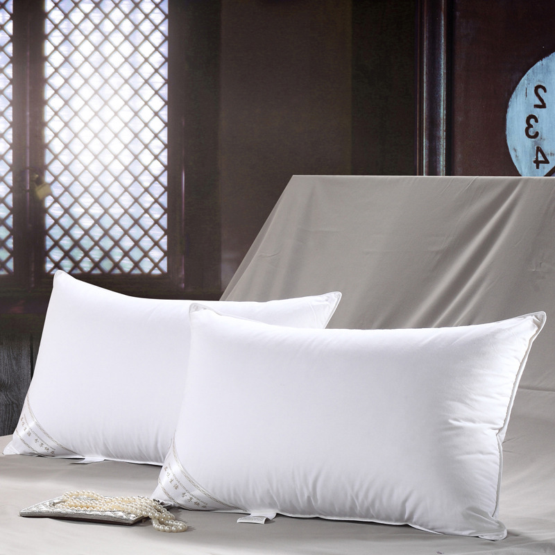 白鹅毛羽绒枕头婚庆双人单边羽绒枕酒店枕成人立体羽绒棉枕芯