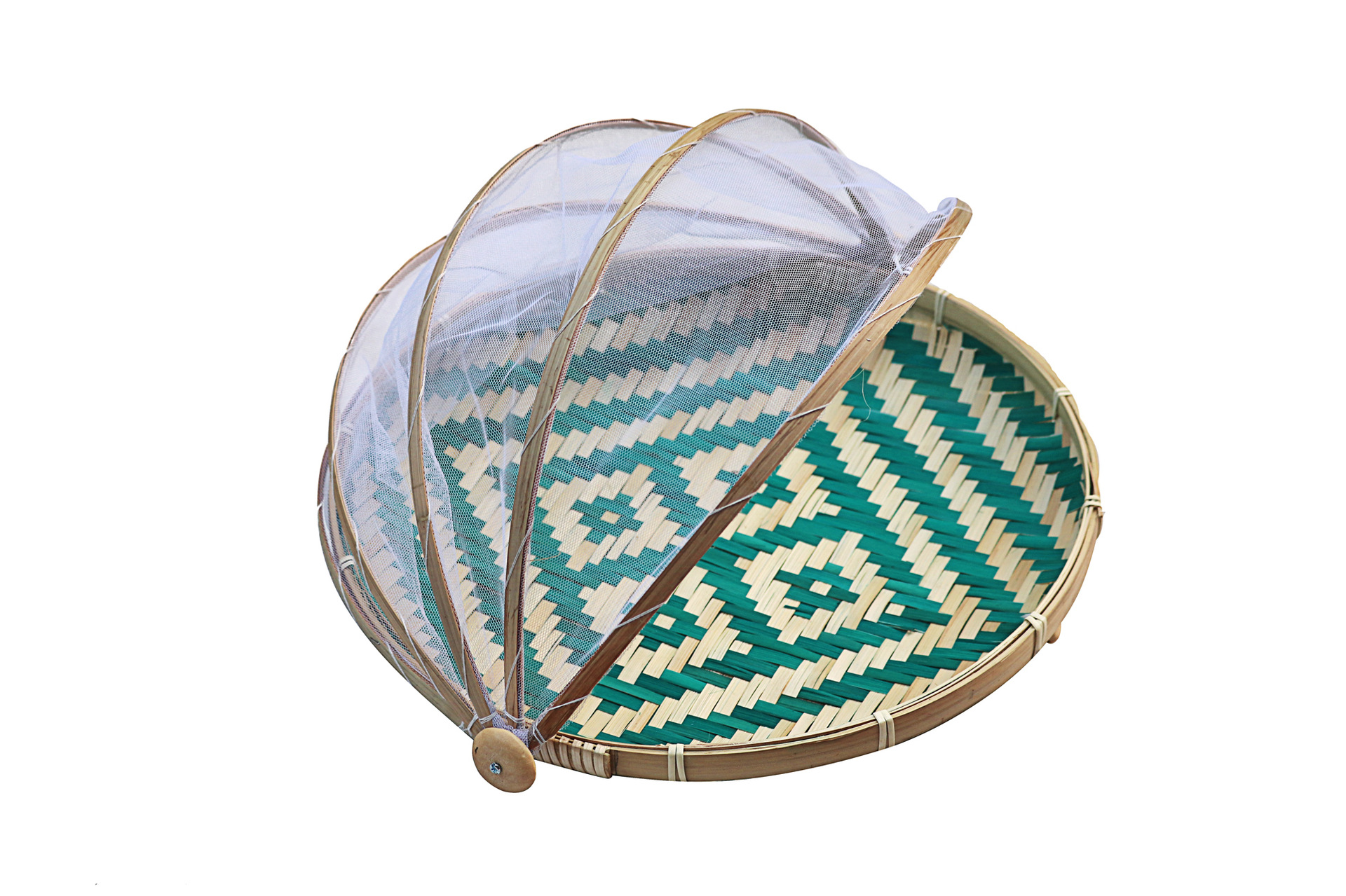 手工竹子工艺品竹筛编织纱网簸箕竹编收纳防虫网量大从优