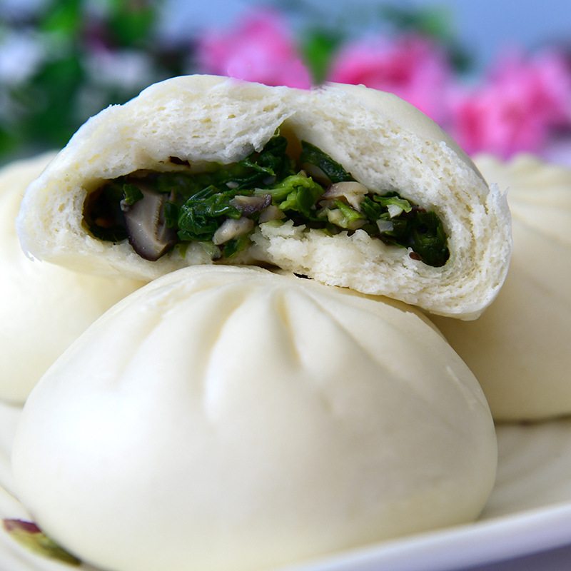 嘉和香菇青菜包子 旅游景区美食街中式包点批发 加热即食早餐素包