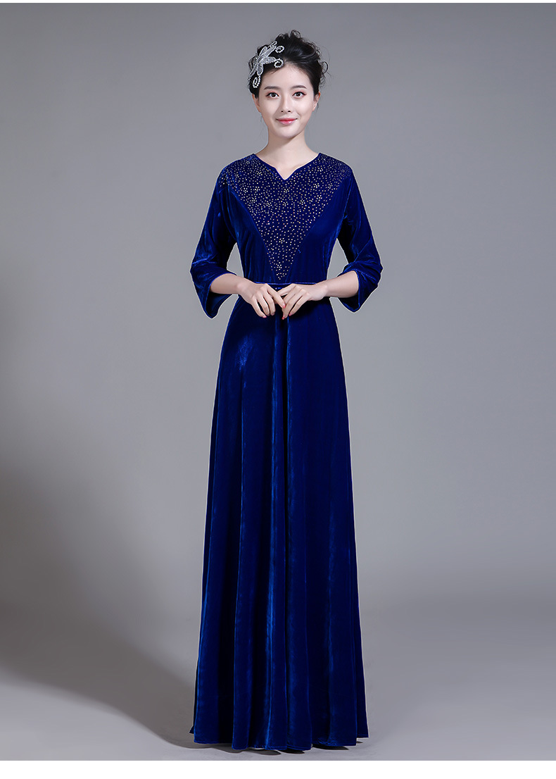 大合唱女成人现代表演服指挥服女晚礼服长款成人艺考独唱长裙女