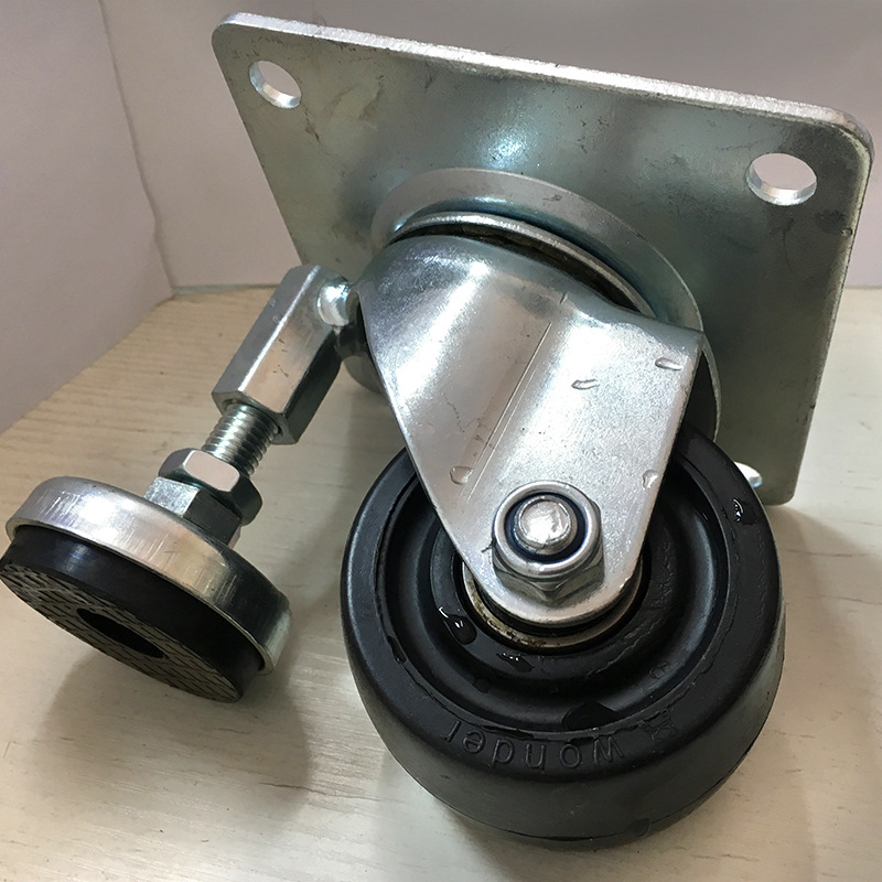 5寸3寸 万向重型脚轮带脚杯支撑 工业尼龙轱辘