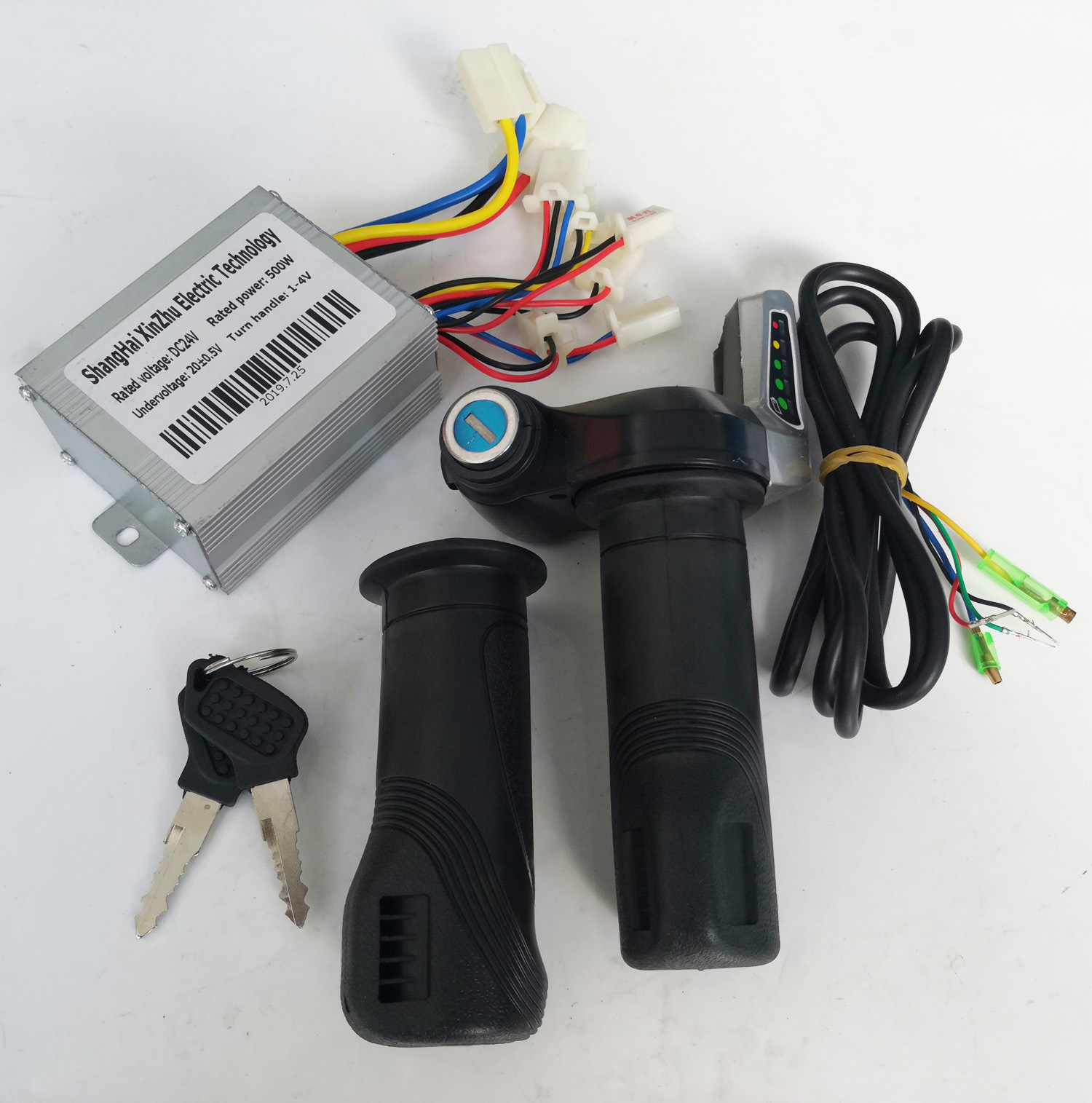 24v 500w电动车有刷控制器led带锁转把套装