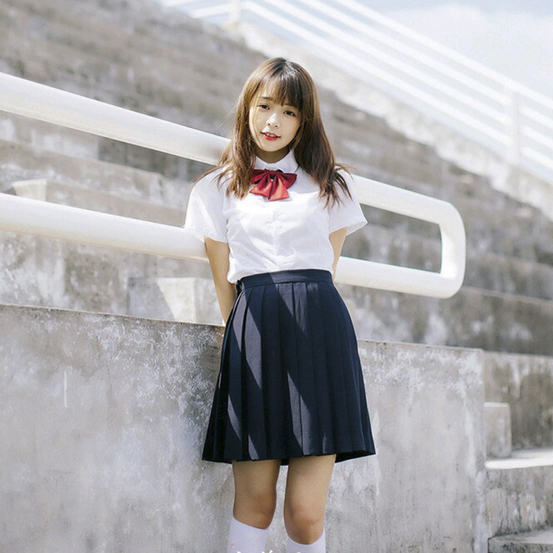 日系jk制服女学院风韩版女夏毕业白衬衫百褶裙中学生校服班服套装
