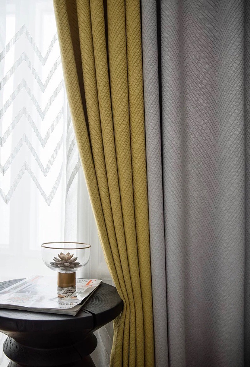 拼接款窗帘蓝黄色