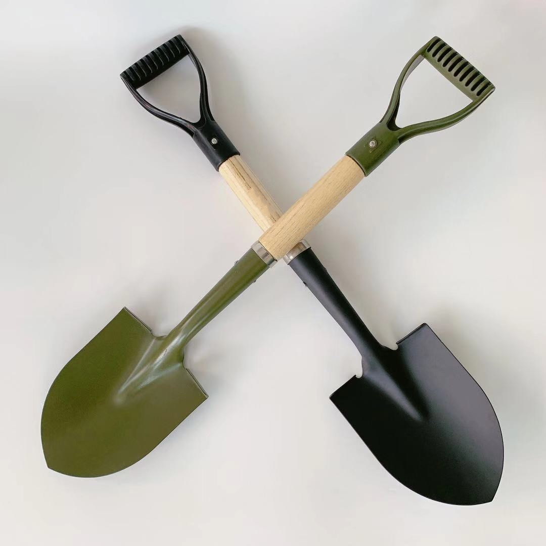 厂家直销园林三角把园林铲铁锹铁铲种植锹木柄钢锹户外铲秀秀铲