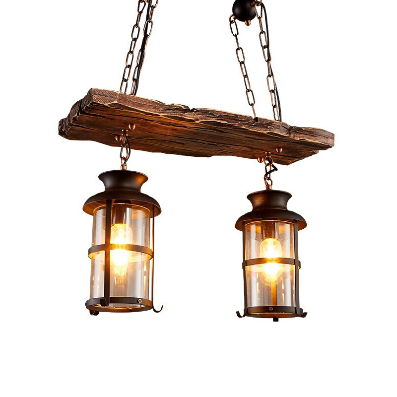 American Retro Ceiling Light Old Ship Wood Lighting Restaurant Bar Counter Internet Coffee Clothing Store Hot Pot Shop Hair Salon Solid Wood Lamps