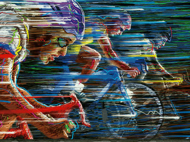 人物骑行运动钻石油画