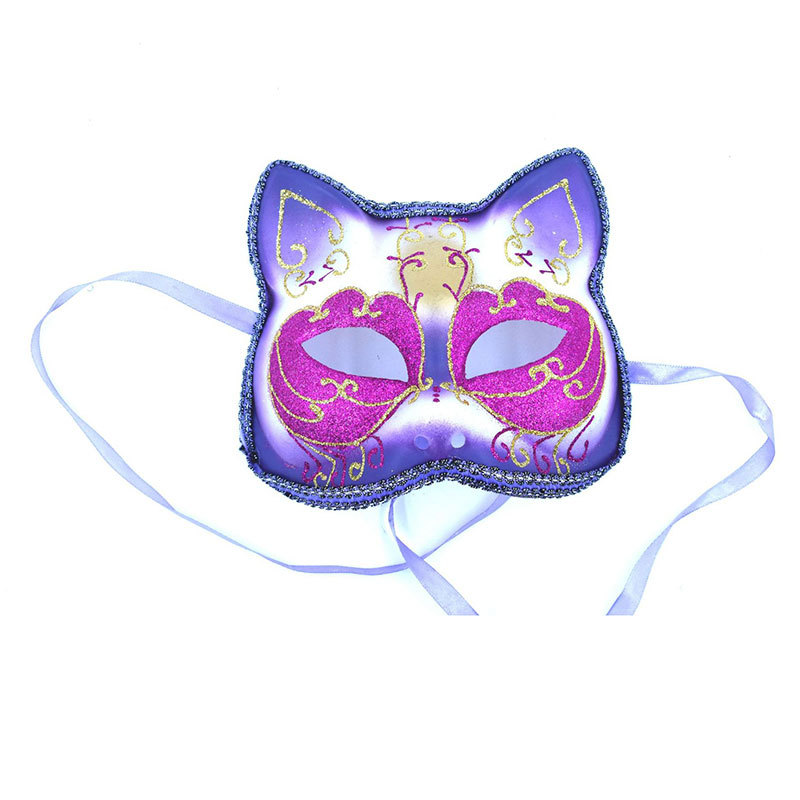 Factory Direct Sales Makeup Dance Mask Halloween Decoration Props Painted Cat Face Mask in Stock Wholesale
