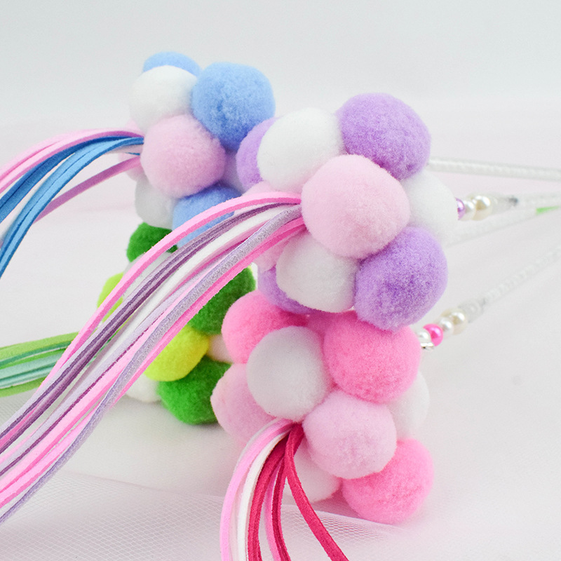 19 New Pet Supplies Handmade Fringe Tape Bell Pompon Fairy Cat Teaser Cat Toy