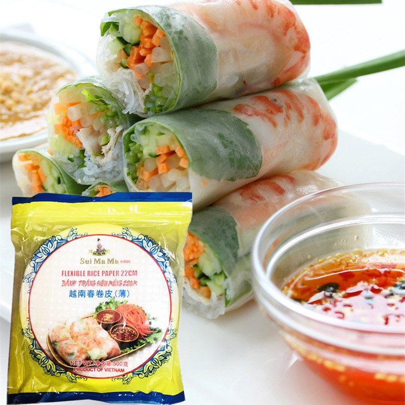 水妈妈春卷皮500g越南原装进口越南春卷皮越式米片生食米纸薄饼皮