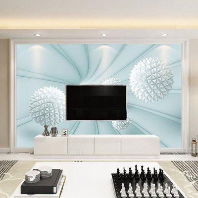 电视背景墙壁纸现代简约8d立体客厅壁画大气北欧几何5d影视墙布3d