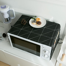 黑白几何设计多功能微波炉电烤箱盖布防尘罩防油盖布印花一件代发