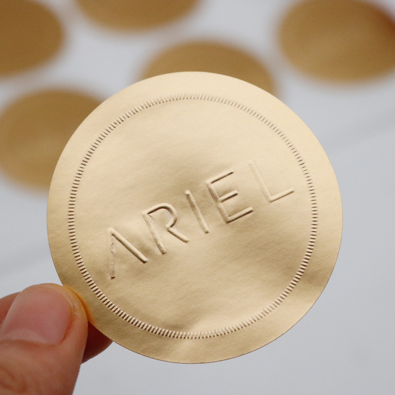 定制高档礼盒封口贴食品商标logo标签印刷卷装激凸圆形不干胶贴纸