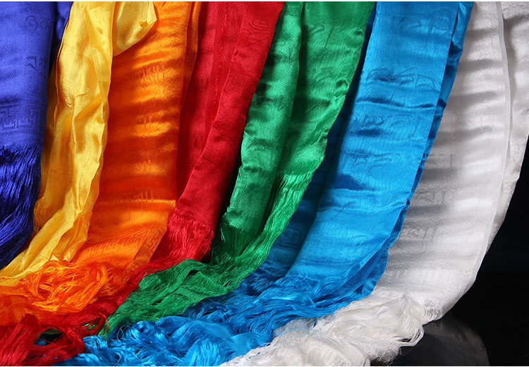 真丝哈达藏族饰品七彩提花吉祥礼物 300*58cm批量发5色可选