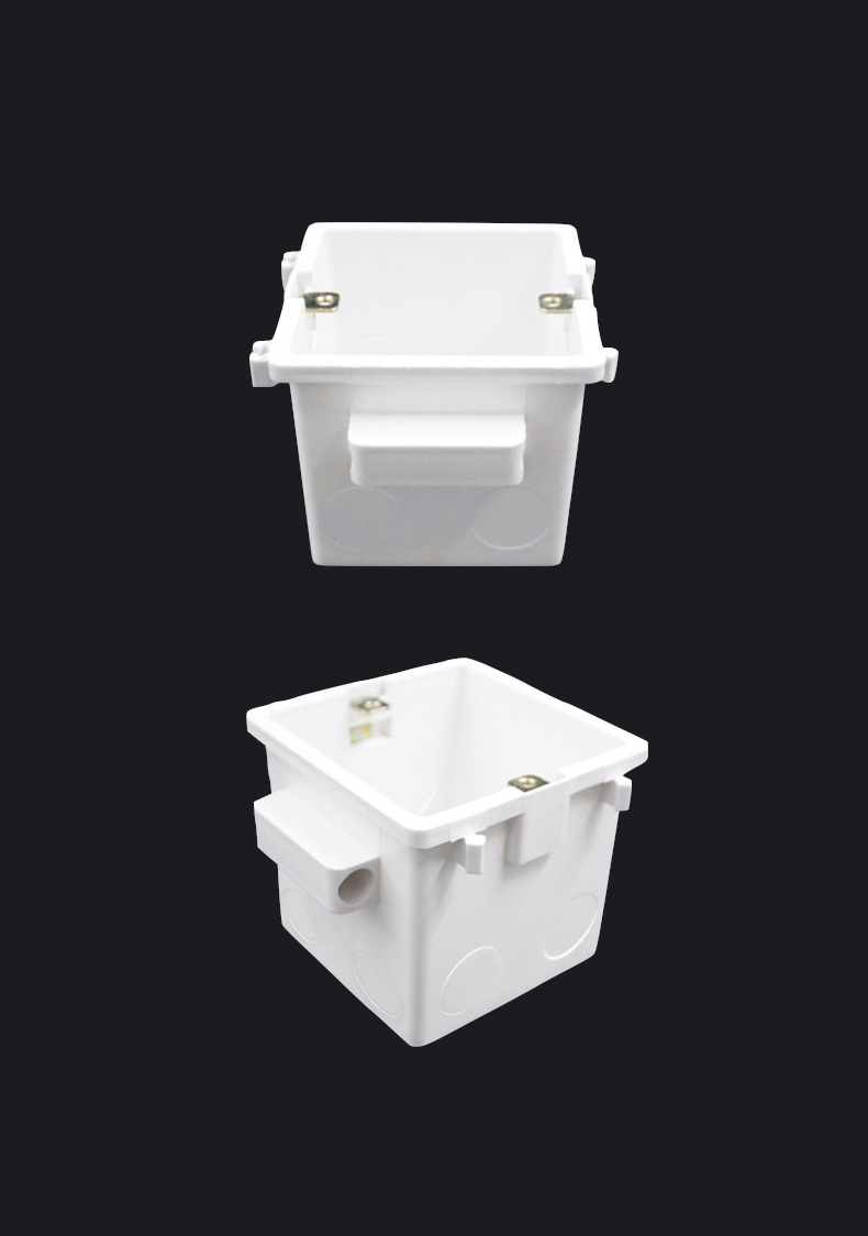 pvc穿筋盒 阻燃开关插座集成线86可拼装穿筋盒预埋带耳朵6070暗盒