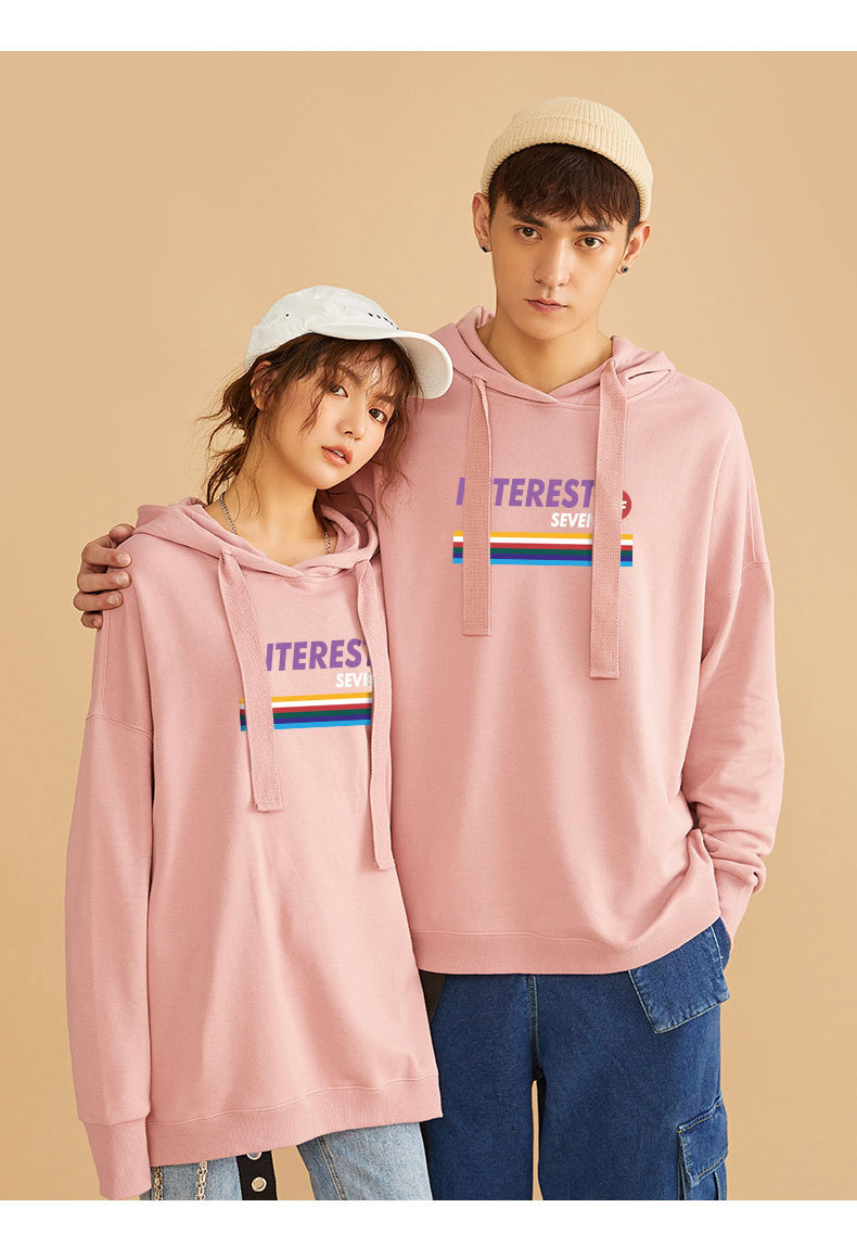 秋季新款情侣装卫衣潮牌字母印花连帽男女韩版宽松上衣