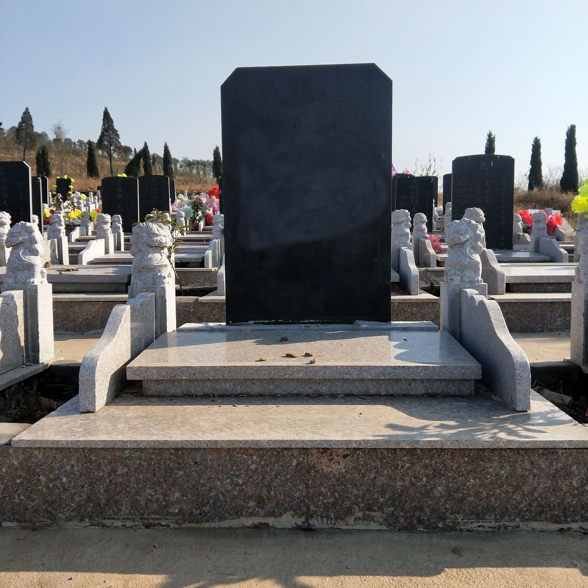 墓碑定制传统中式墓碑 农村土葬土坟石碑花岗岩公墓陵园墓碑