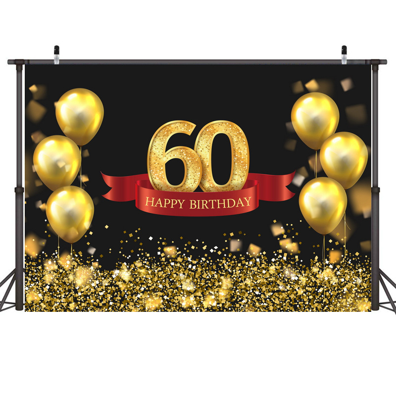 厂家销售60岁生日派对背景布外贸影棚摄影背景布亚马逊跨境供应