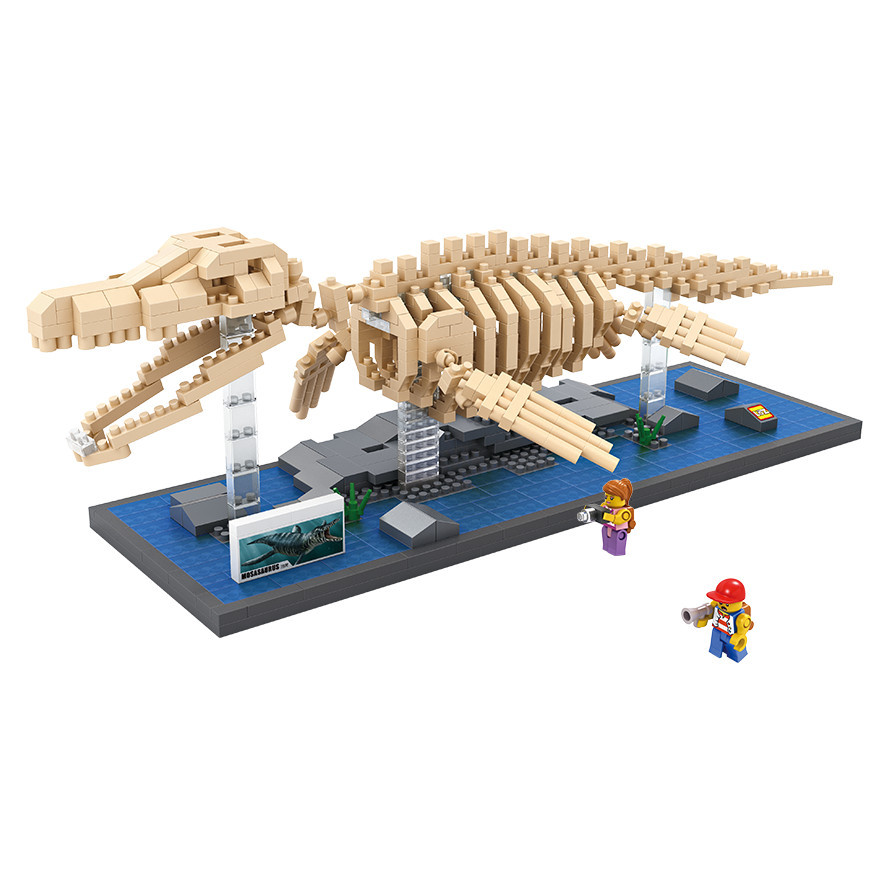 loz小颗粒积木恐龙骨架模型拼插益智科教玩具 9023 霸王苍龙9024