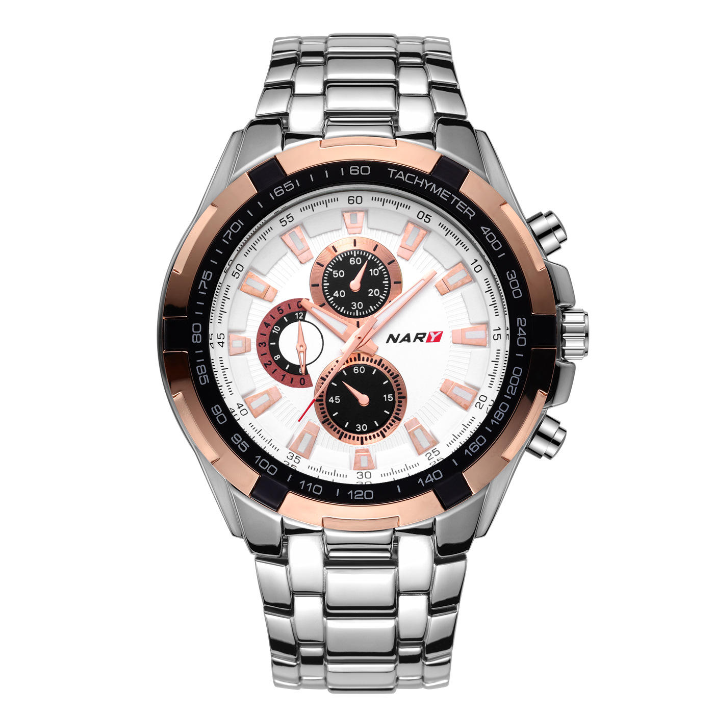 nary/耐瑞 跨境专供新款男士手表运动大气时尚防水六针夜光石英表