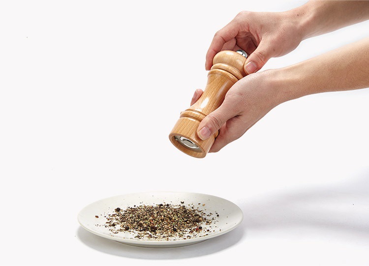 榉木手动花胡椒研磨器研粉器磨盐器陶瓷芯可调粗细家用花椒碾磨器